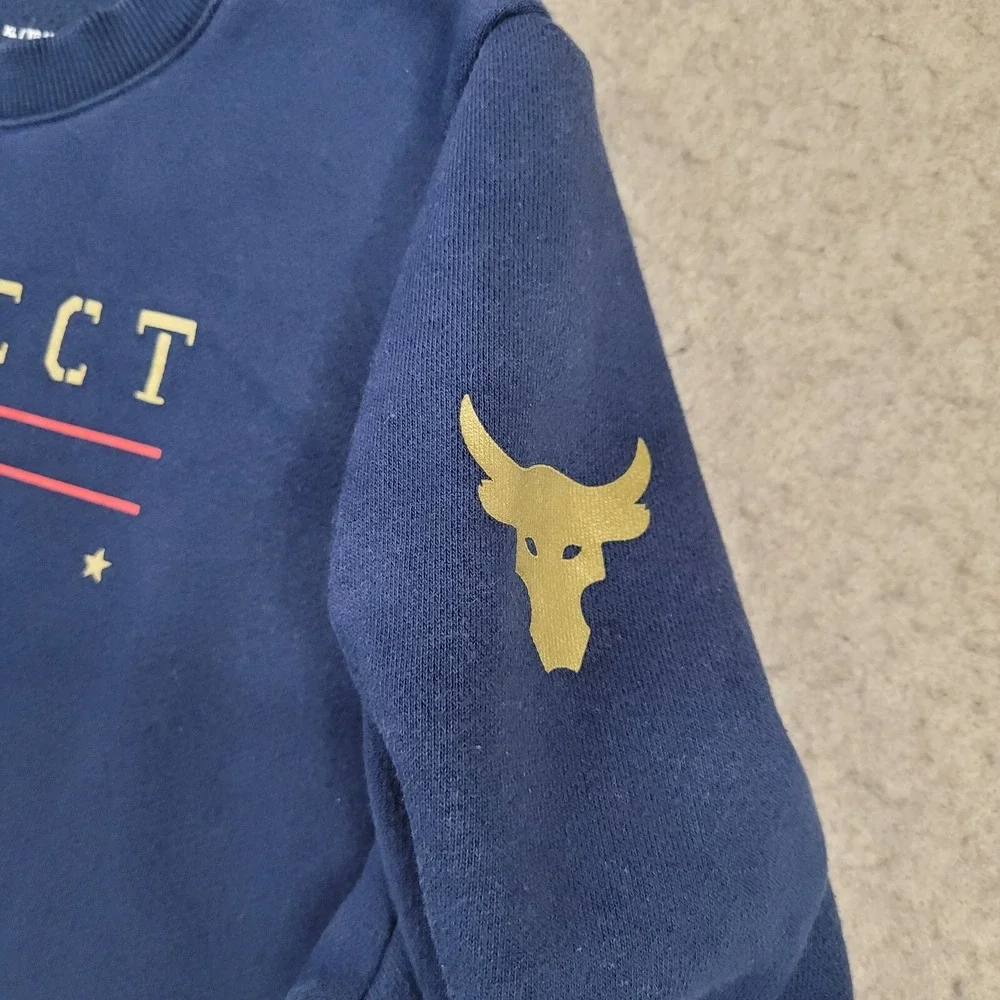 Under Armour Project Rock Sweater Womens XL Blue‎ Pullover Crew Neck Freedom